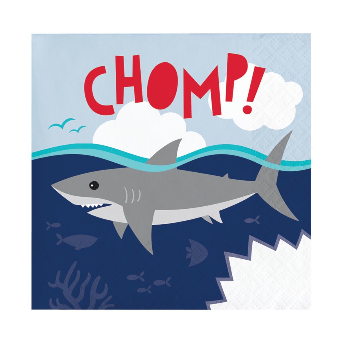 Buy kids Birthday Shark Party Beverage Napkins, 16 Count sold at Party Expert