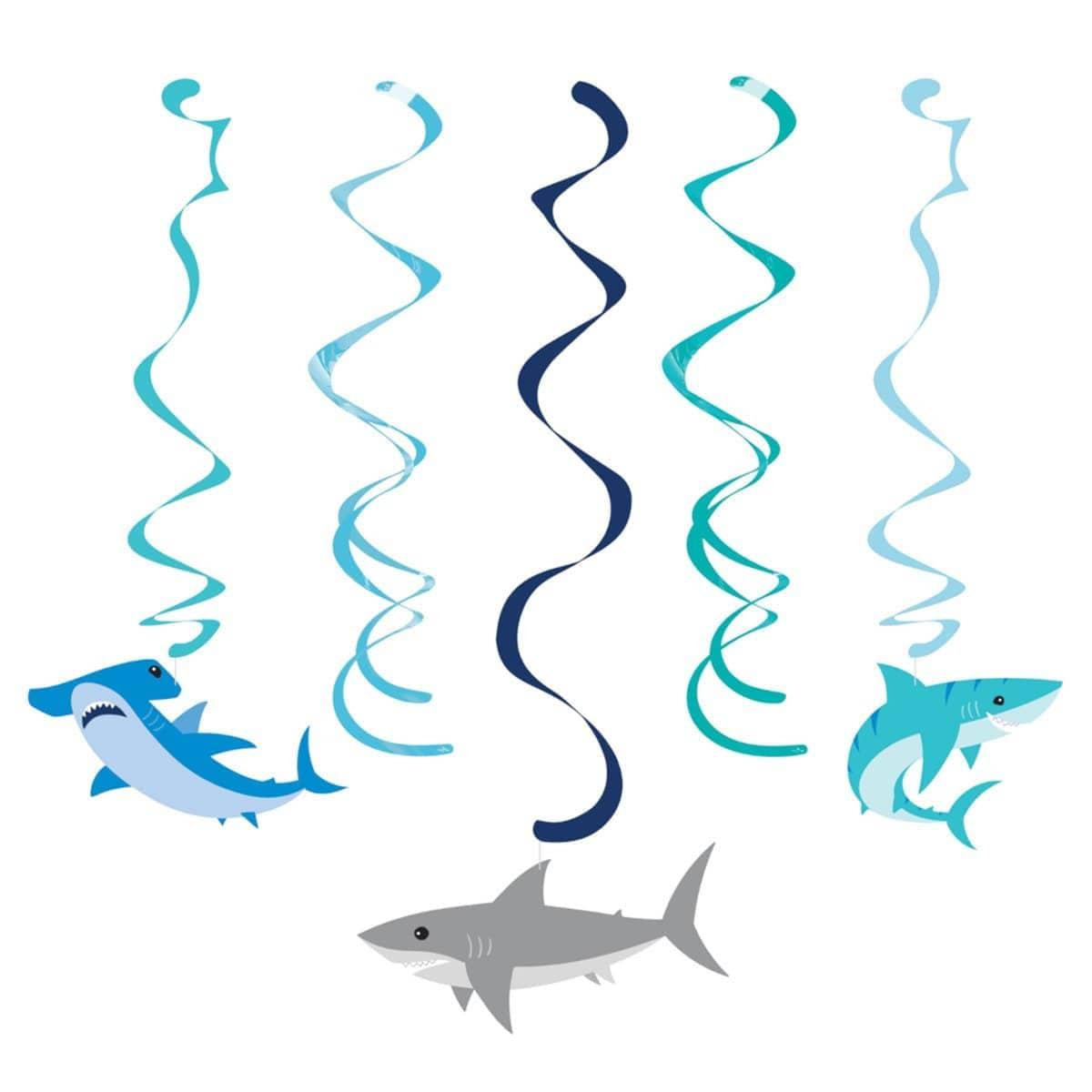 Buy Kids Birthday Shark Party Swirl, 5 Count sold at Party Expert