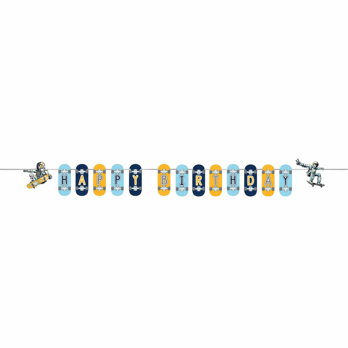 CREATIVE CONVERTING Kids Birthday Space Skateboard "Happy Birthday" Banner