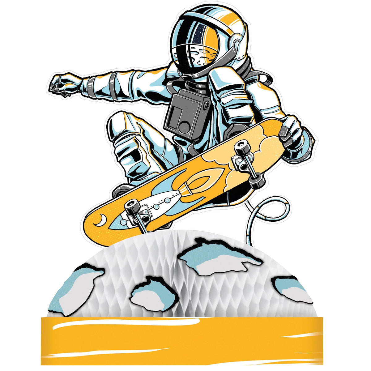 CREATIVE CONVERTING Kids Birthday Space Skateboard Honeycomb Centerpiece