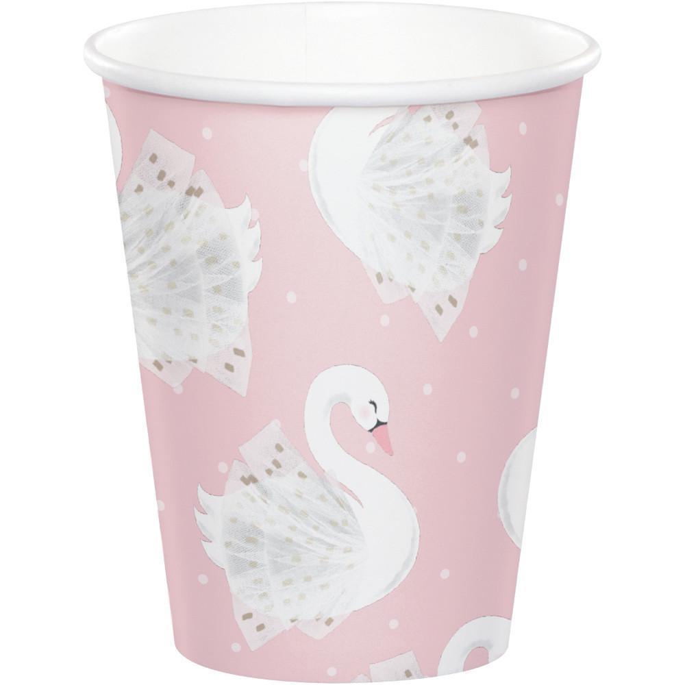 Buy Kids Birthday Swan Party paper cups 9 ounces, 8 per package sold at Party Expert