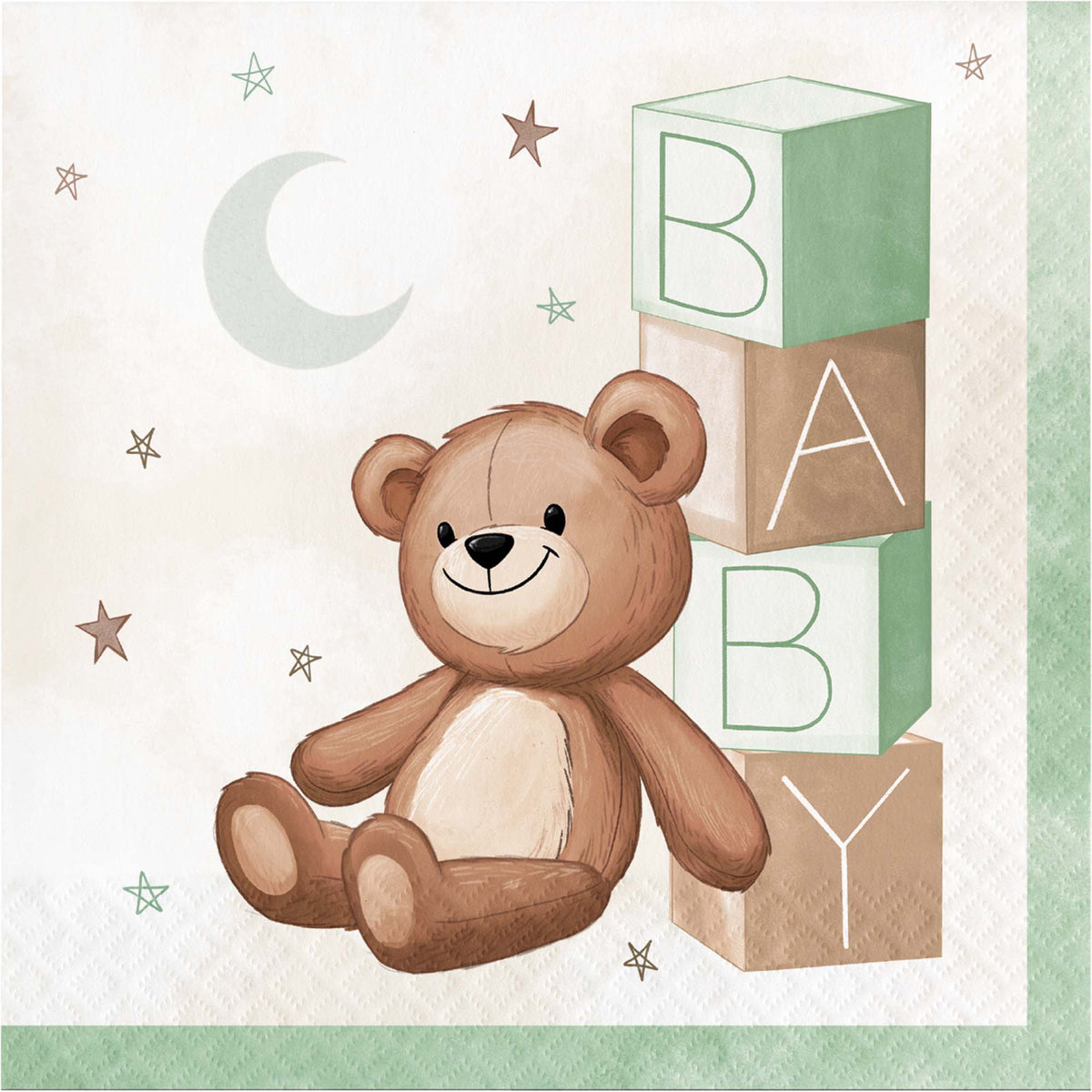CREATIVE CONVERTING Baby Shower Teddy Bear Large Lunch Napkins, 16 Count