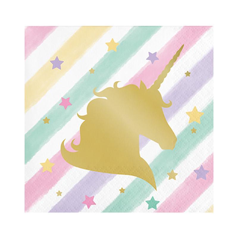 Buy Kids Birthday Unicorn Sparkle beverage napkins, 16 per package sold at Party Expert