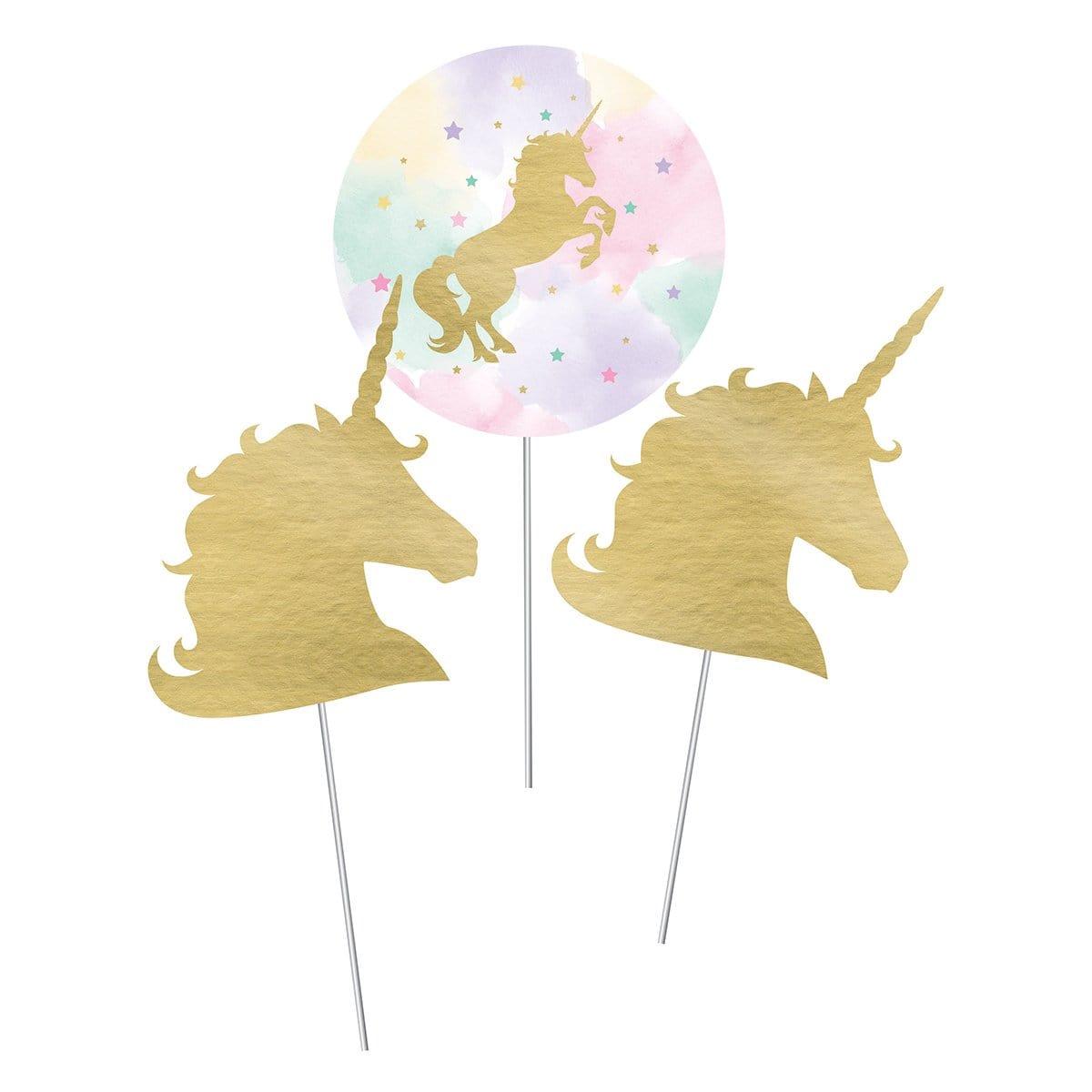 Buy Kids Birthday Unicorn Sparkle centerpiece sticks, 3 per package sold at Party Expert
