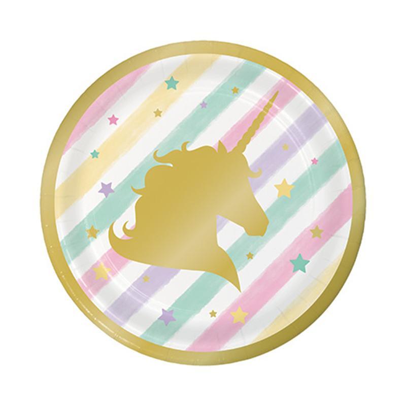 Buy Kids Birthday Unicorn Sparkle Dessert Plates 7 inches, 8 per package sold at Party Expert