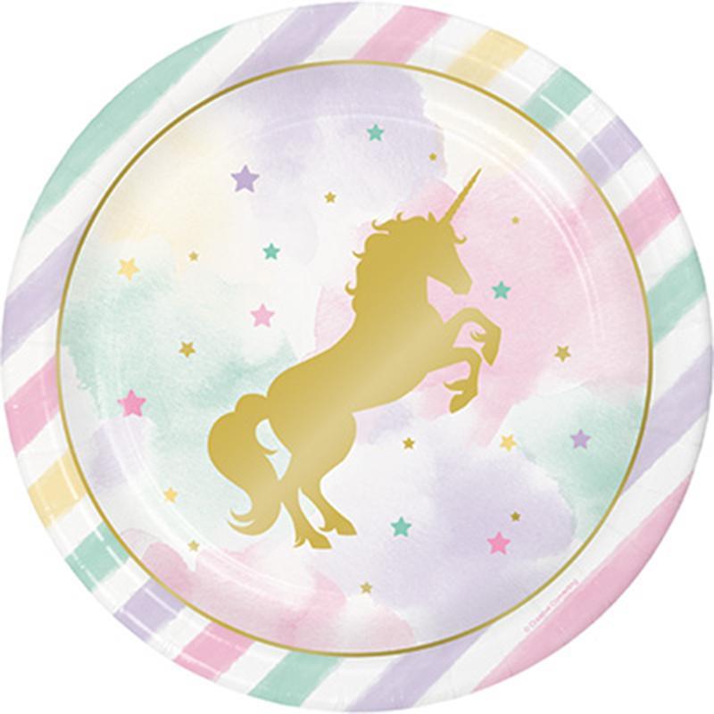 Buy Kids Birthday Unicorn Sparkle Dinner Plates 9 inches, 8 per package sold at Party Expert