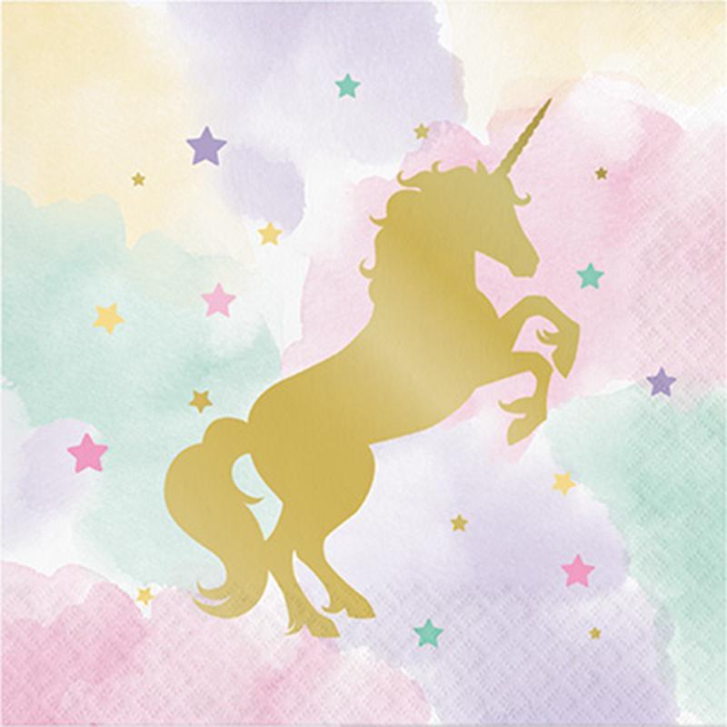 Buy Kids Birthday Unicorn Sparkle lunch napkins, 16 per package sold at Party Expert