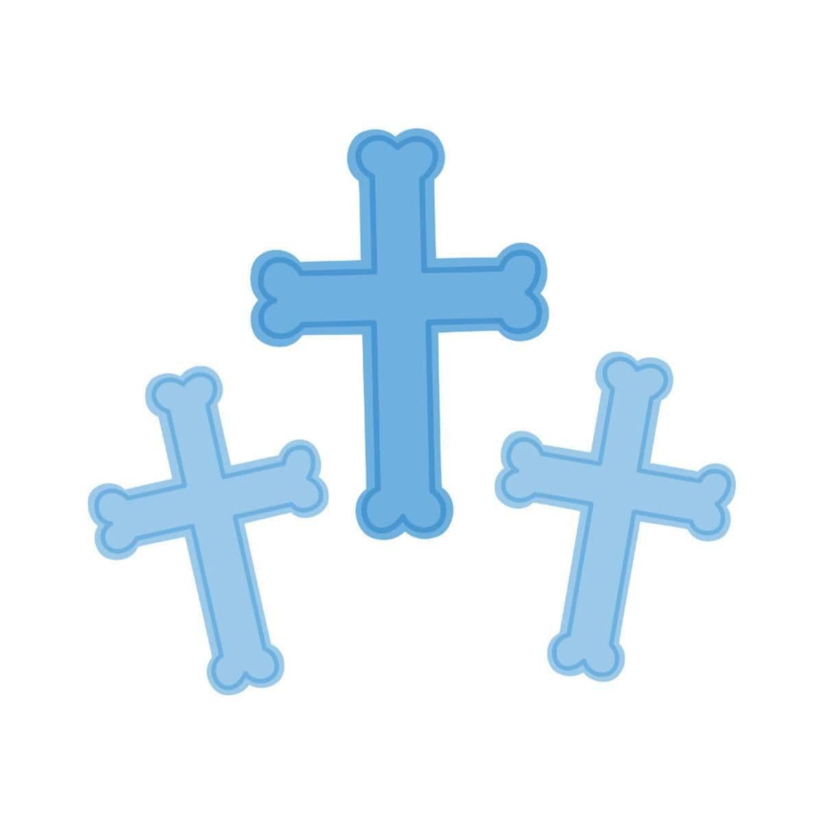 Buy Religious Crosses Foil Cutouts - Blue 3/pkg. sold at Party Expert