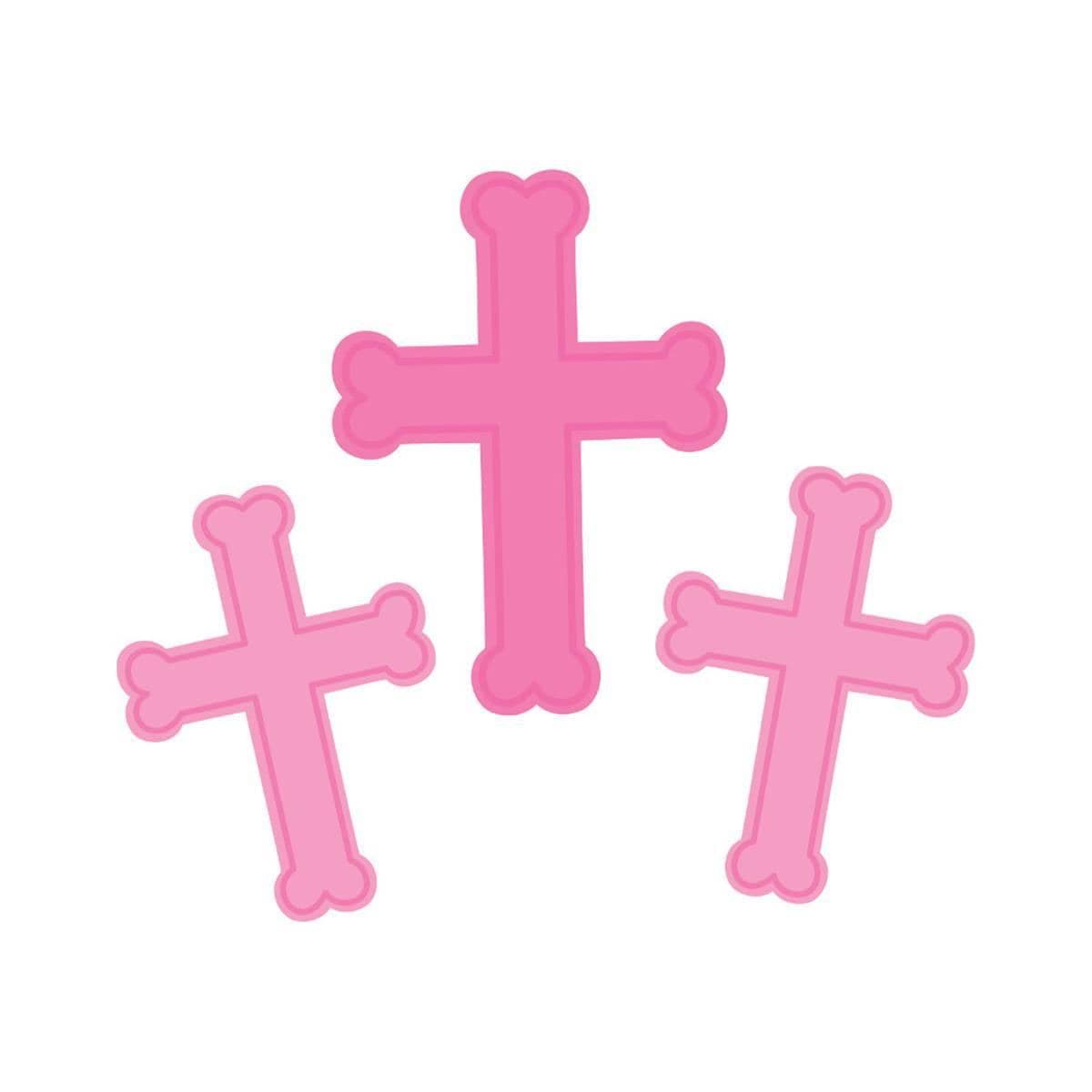 Buy Religious Crosses Foil Cutouts - Pink 3/pkg. sold at Party Expert