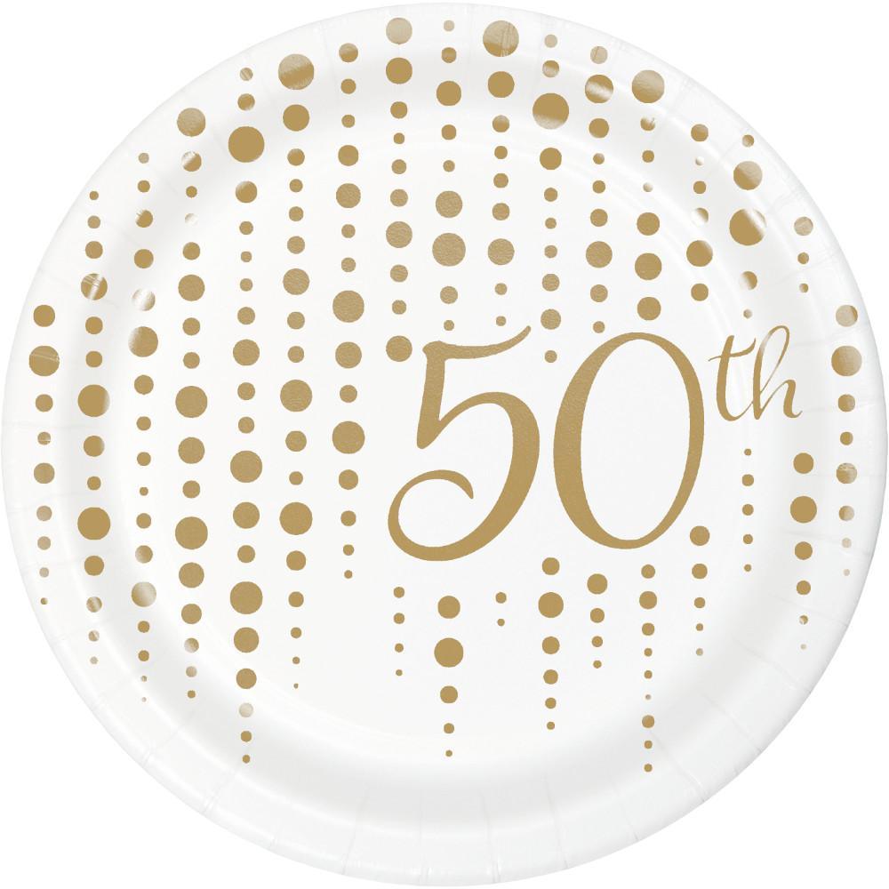 Buy Wedding Anniversary 50th Anniversary paper plates 7 inches, 8 per package sold at Party Expert