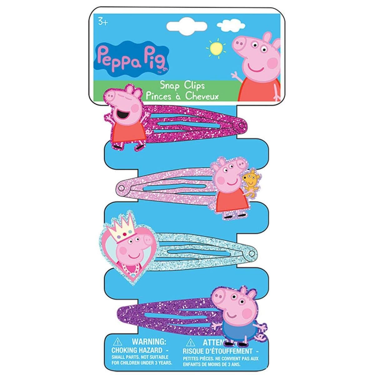 Buy Kids Birthday Peppa Pig Glitter Snap Clips, 4 Count sold at Party Expert