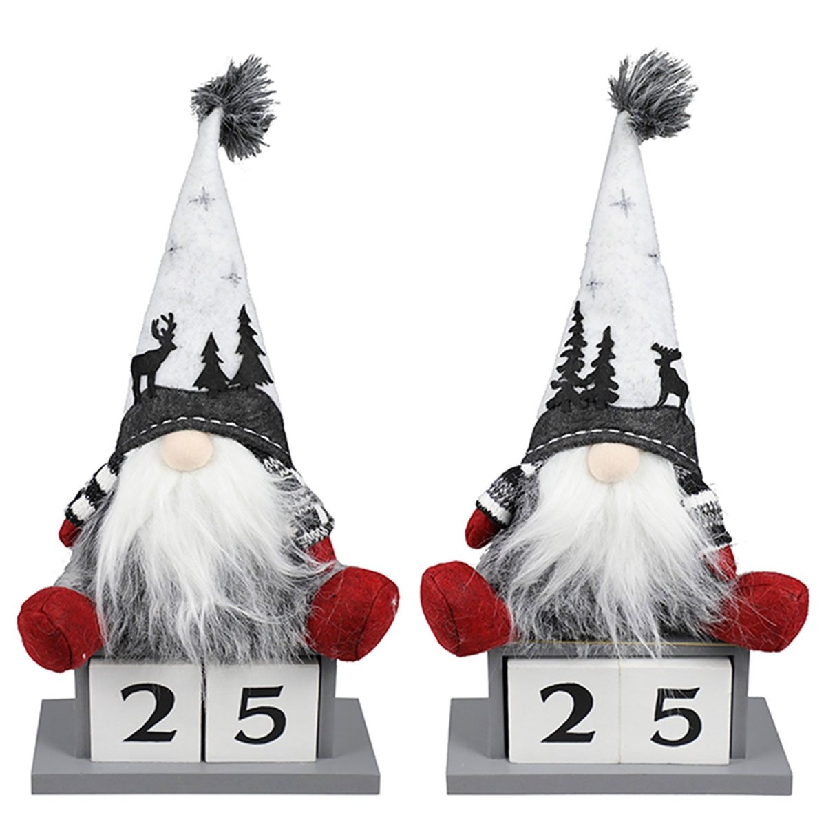 DANSON DECOR Christmas Fabric Gnome on Wooden Countdown Calendar, 9 Inches, Assortment, 1 Count
