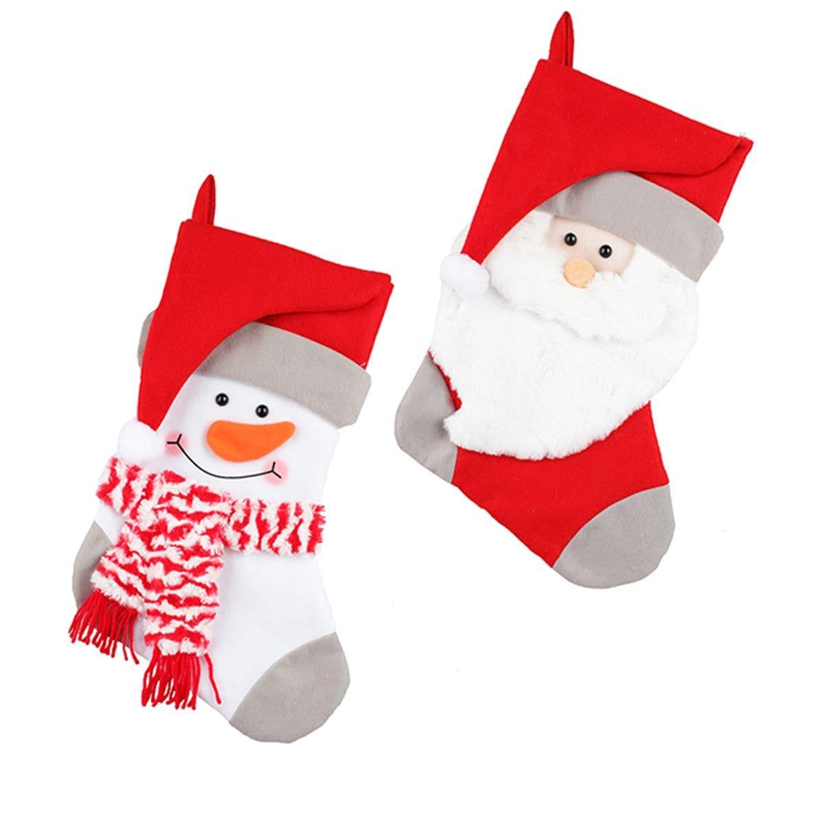 Buy Christmas Red & White Fabric Stocking, Assortment, 1 count sold at Party Expert