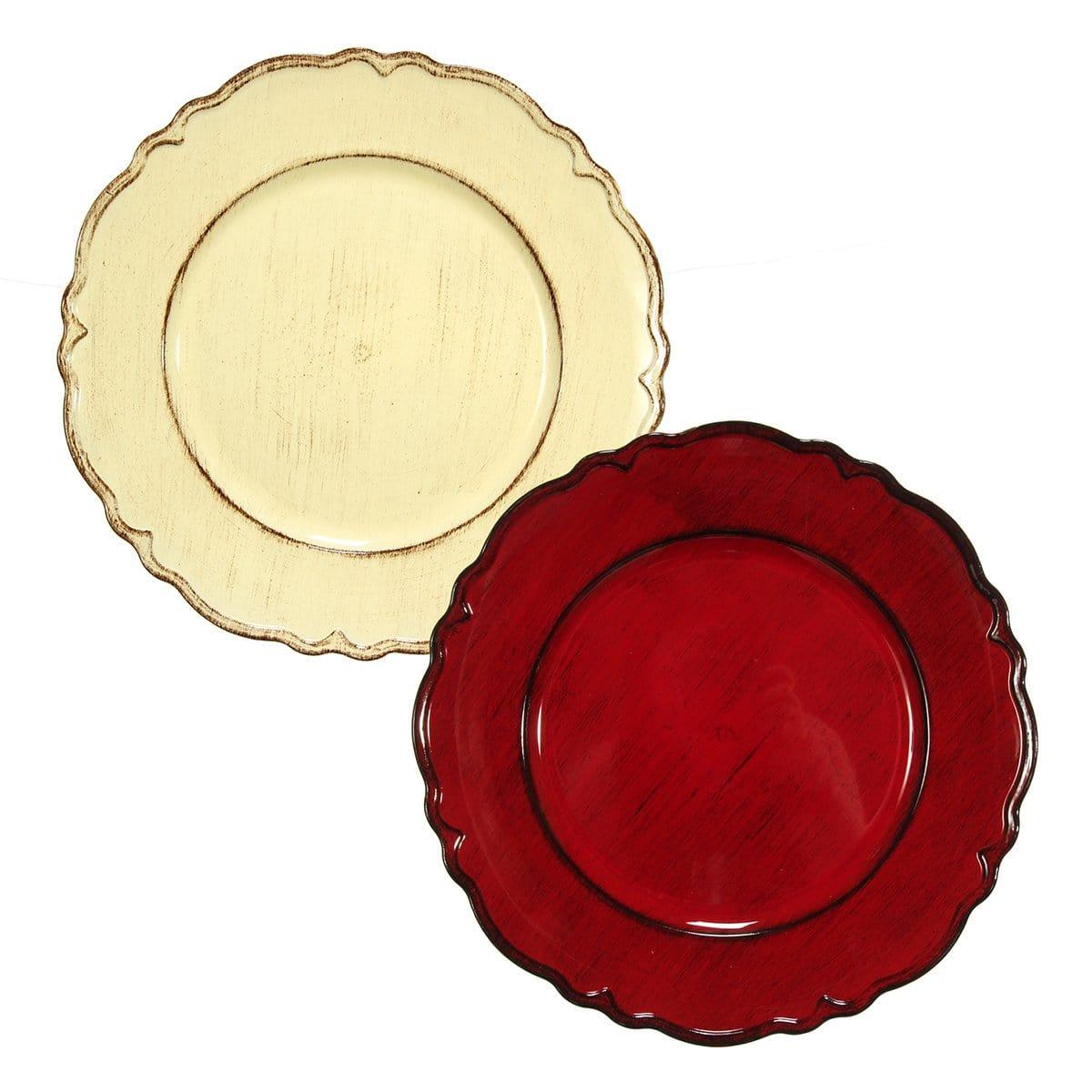 Buy Christmas Scalloped Edged Charger Plate Asst. 13 in. sold at Party Expert