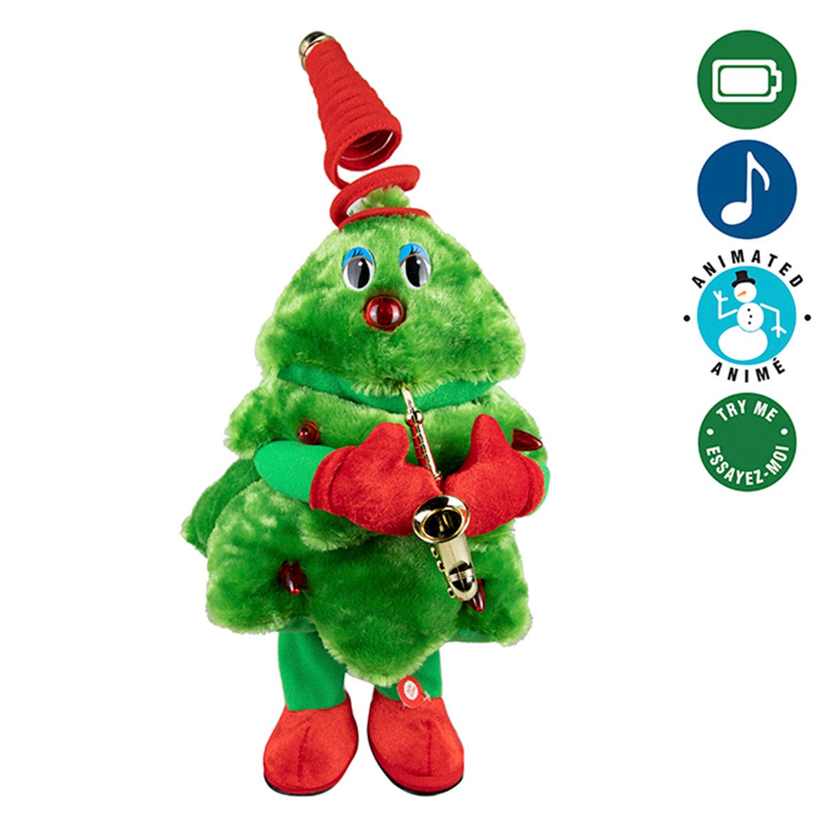 DANSON DECOR Plushes Animated Plush Tree Playing Saxophone, 12 Inches 062615819040