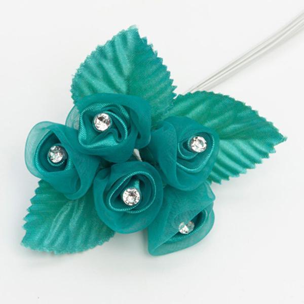 Buy Wedding Rose Bunch With Rhinestones - Aqua sold at Party Expert