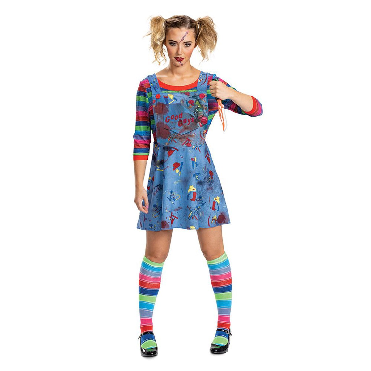 DISGUISE (TOY-SPORT) Costumes Chucky Deluxe Costume for Adults, Dress and Rainbow Socks
