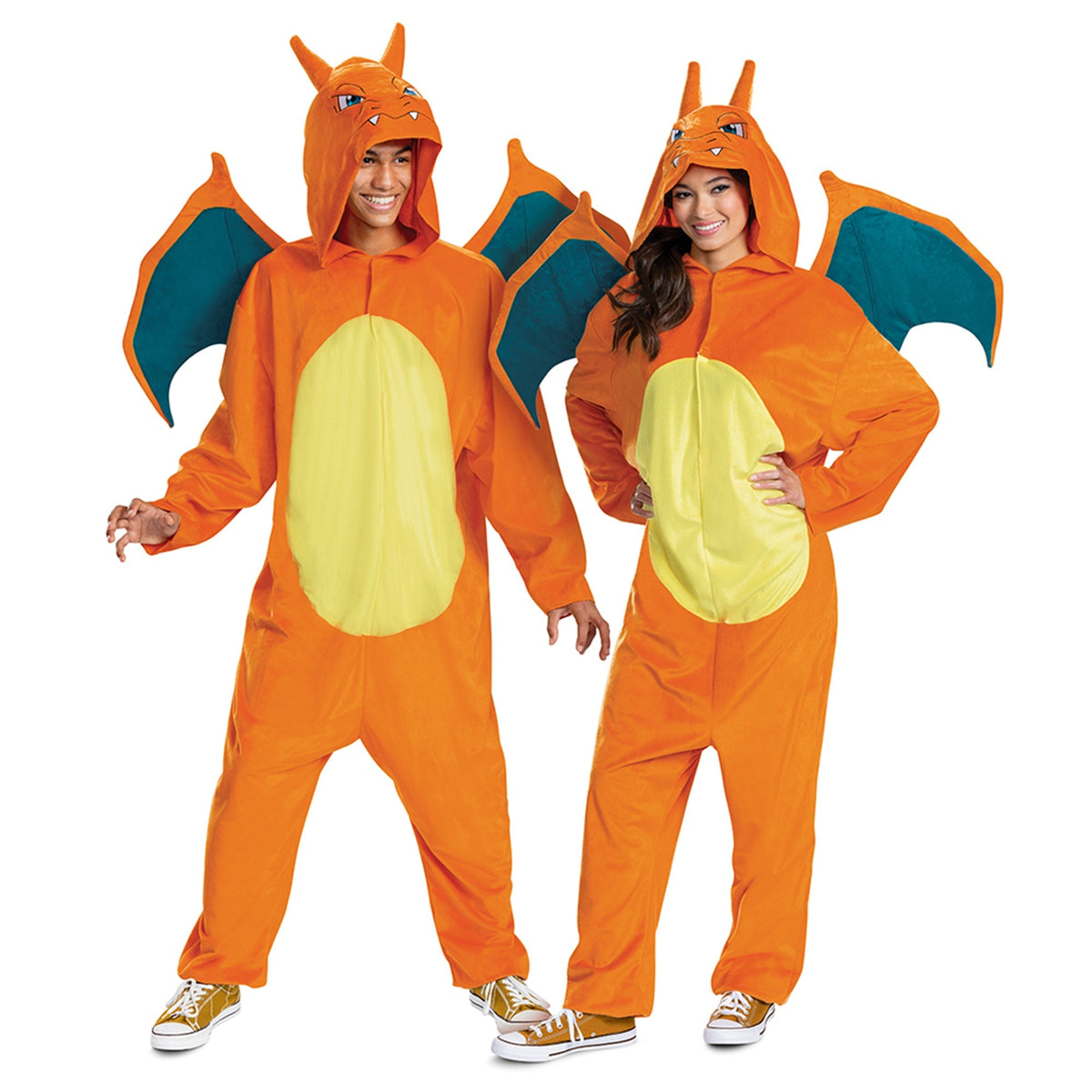 DISGUISE (TOY-SPORT) Costumes Pokémon Charizard Deluxe Costume for Adults, Orange and Yellow Jumpsuit