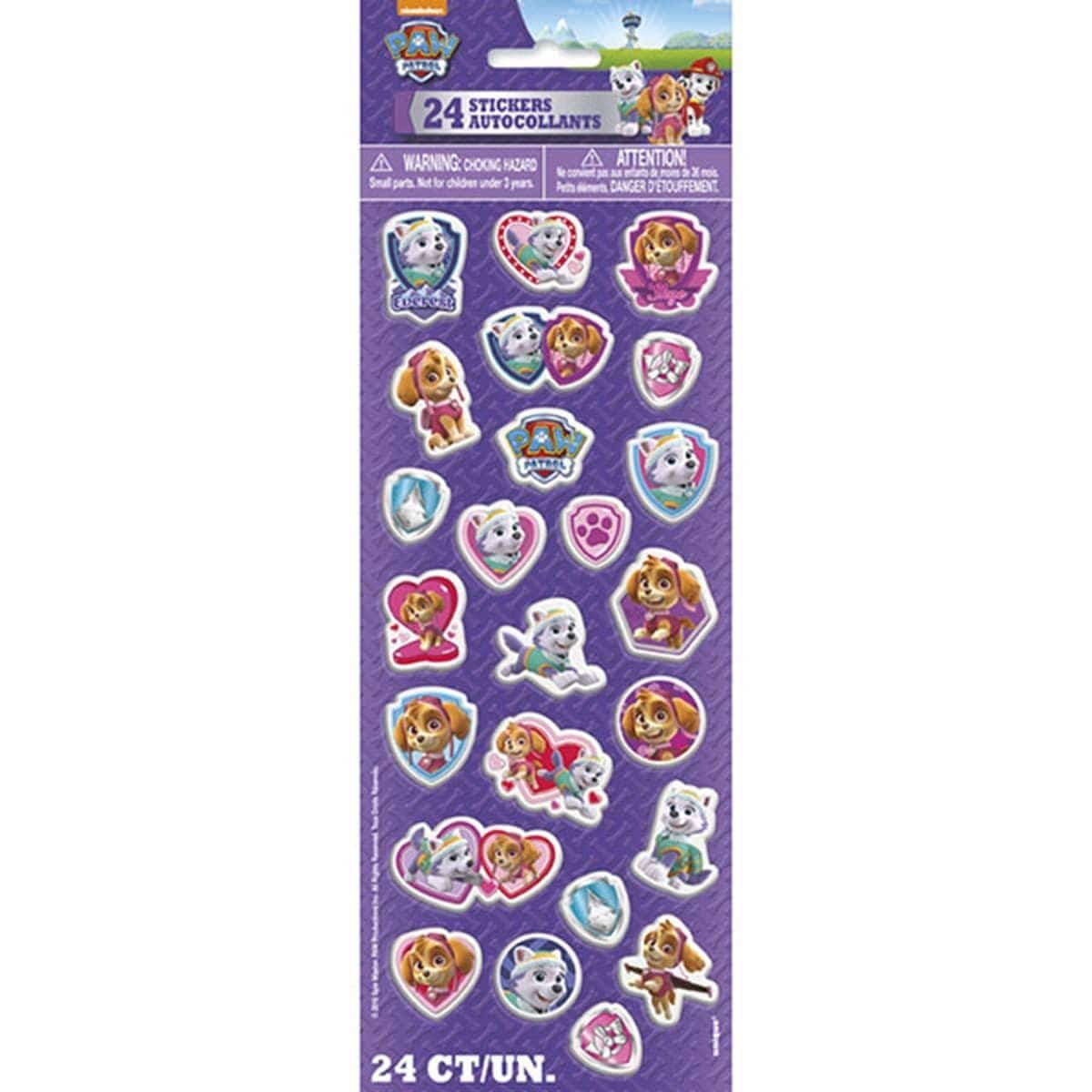 Buy Kids Birthday Paw Patrol Girl stickers. 24 per package sold at Party Expert