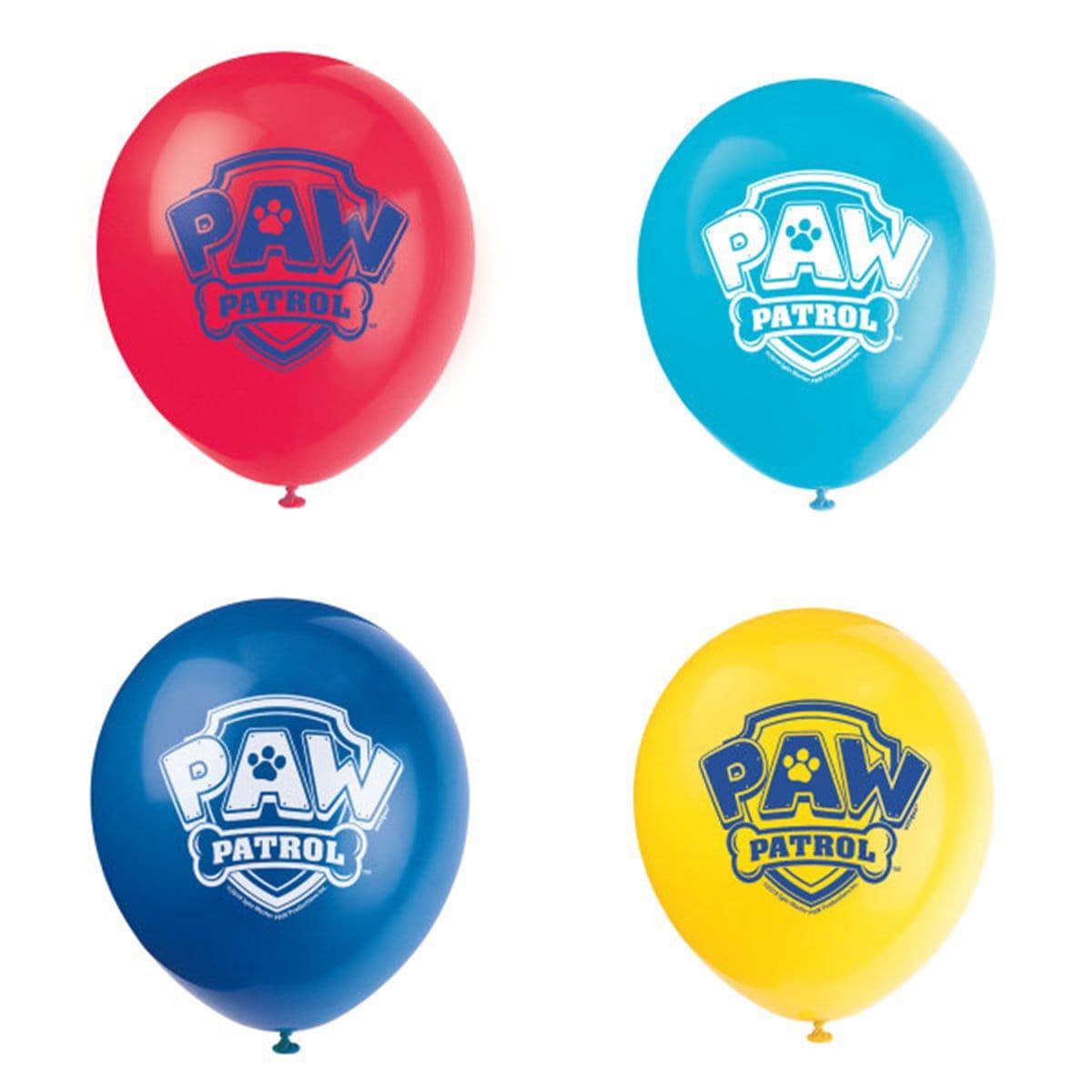 Buy Kids Birthday Paw Patrol latex balloons 12 inches, 8 per package sold at Party Expert