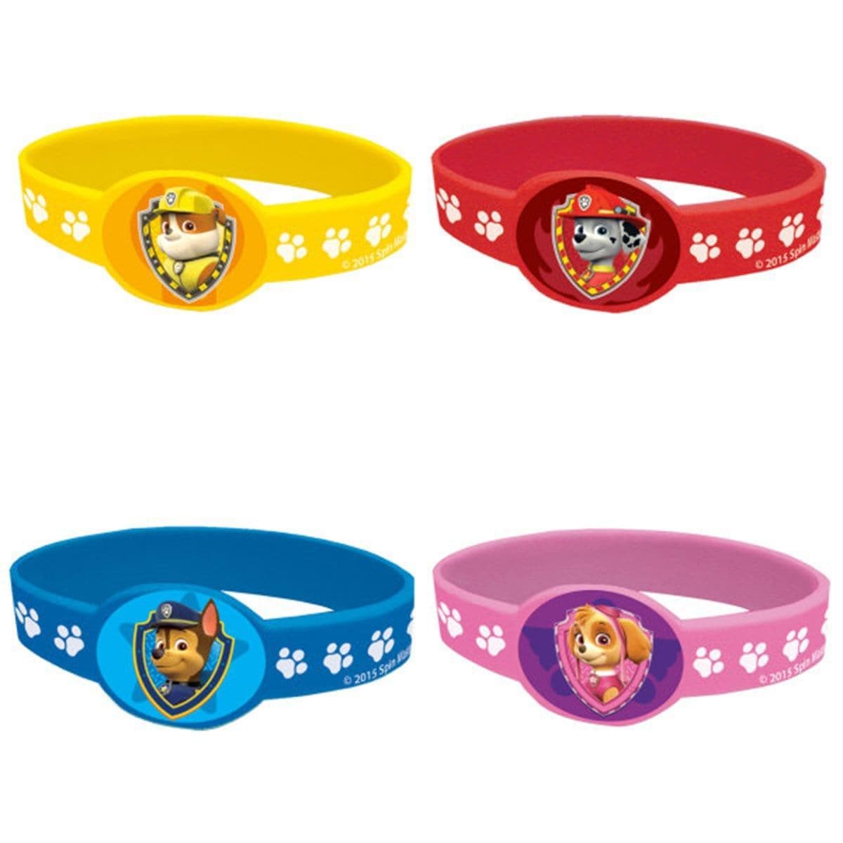 Buy Kids Birthday Paw Patrol rubber bracelets, 4 per package sold at Party Expert