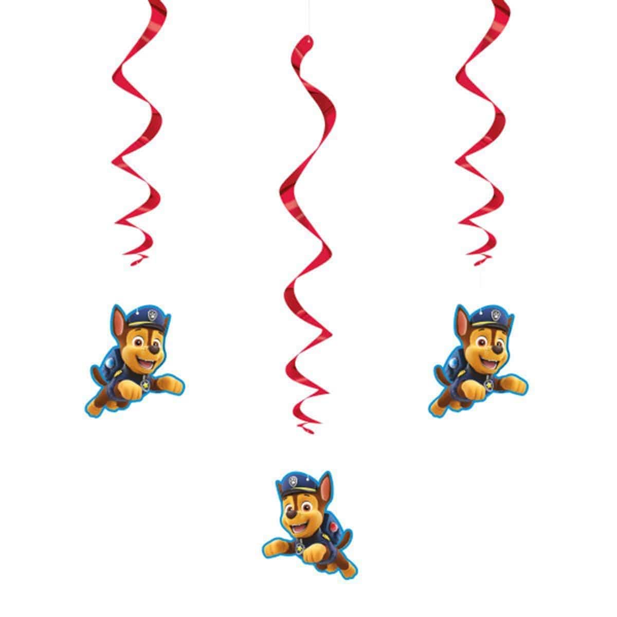 Buy Kids Birthday Paw Patrol swirl decorations, 3 par paquet sold at Party Expert
