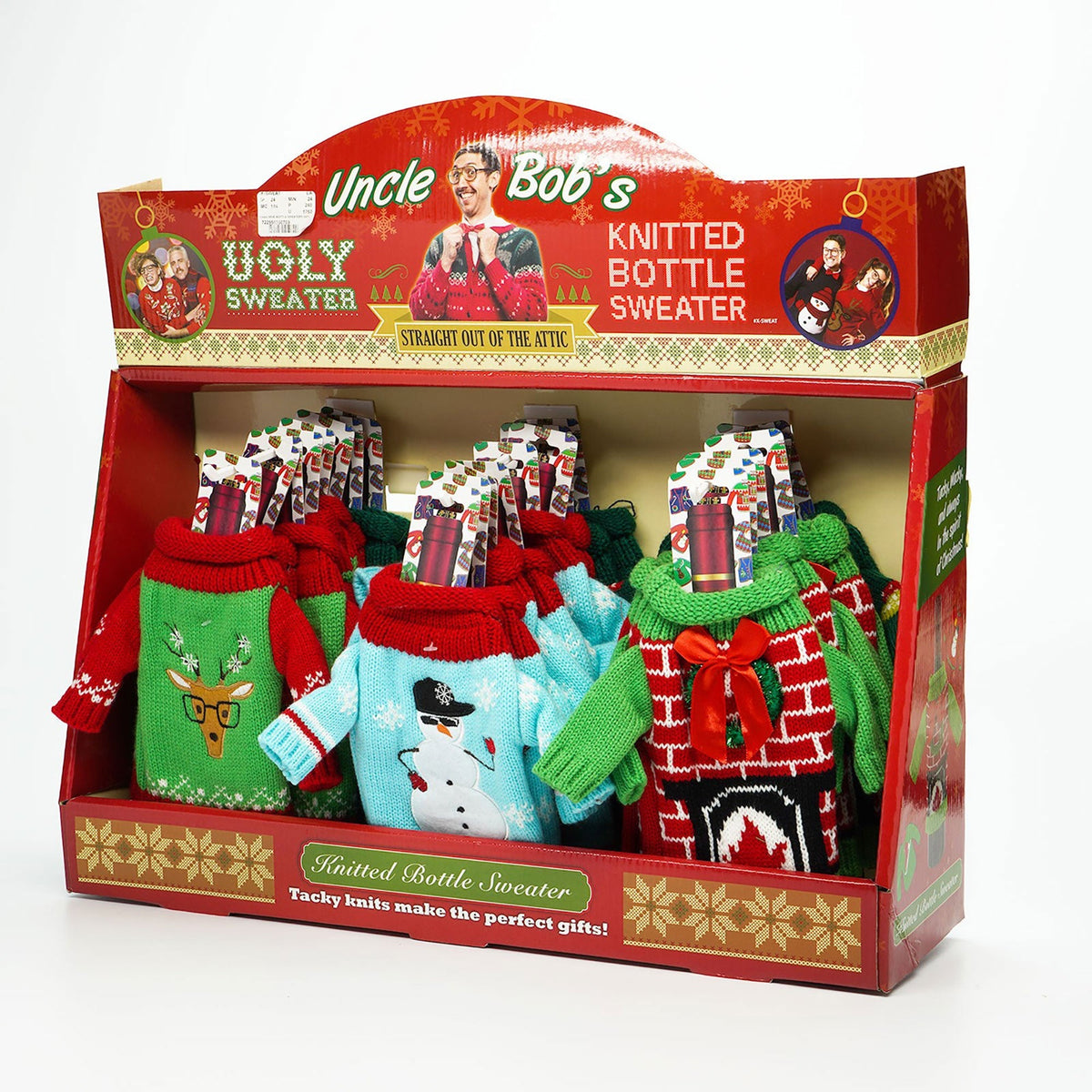 DM MERCHANDISING INC Christmas Ugly Sweater Knitted Wine Bottle Sweaters, Assortment, 1 Count 722950250709