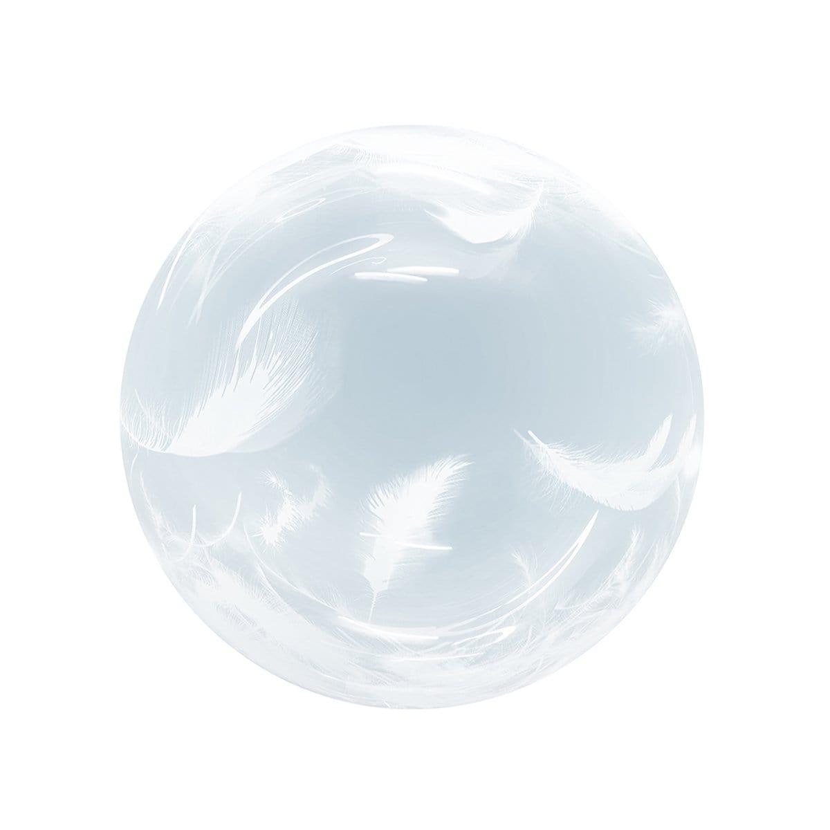 Buy Balloons Bubble Balloon, White Feathers, 18 Inches sold at Party Expert