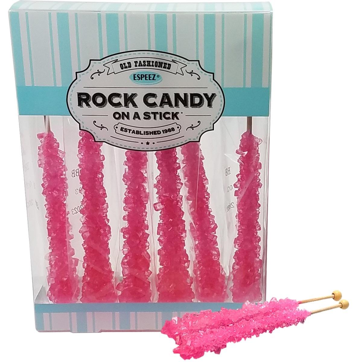 Buy Candy Pink Rock Candy On Stick, 6 Count sold at Party Expert