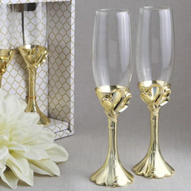 Buy Wedding Gold Heart - Toasting Flute sold at Party Expert