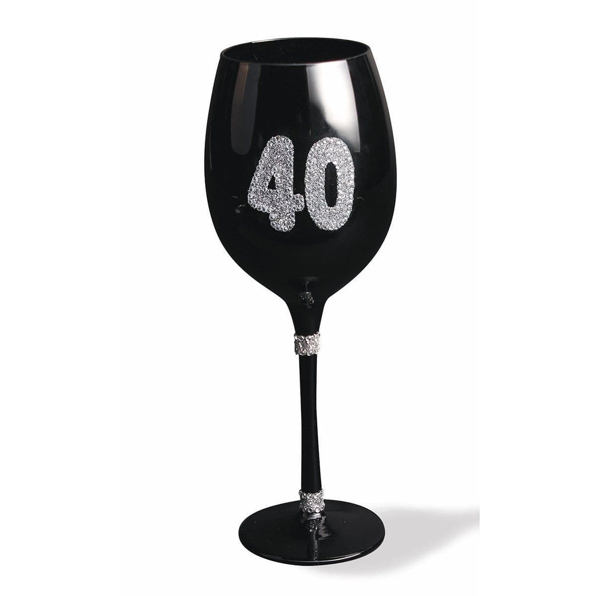 Buy Age Specific Birthday 40th Birthday - Black Wine Glass sold at Party Expert