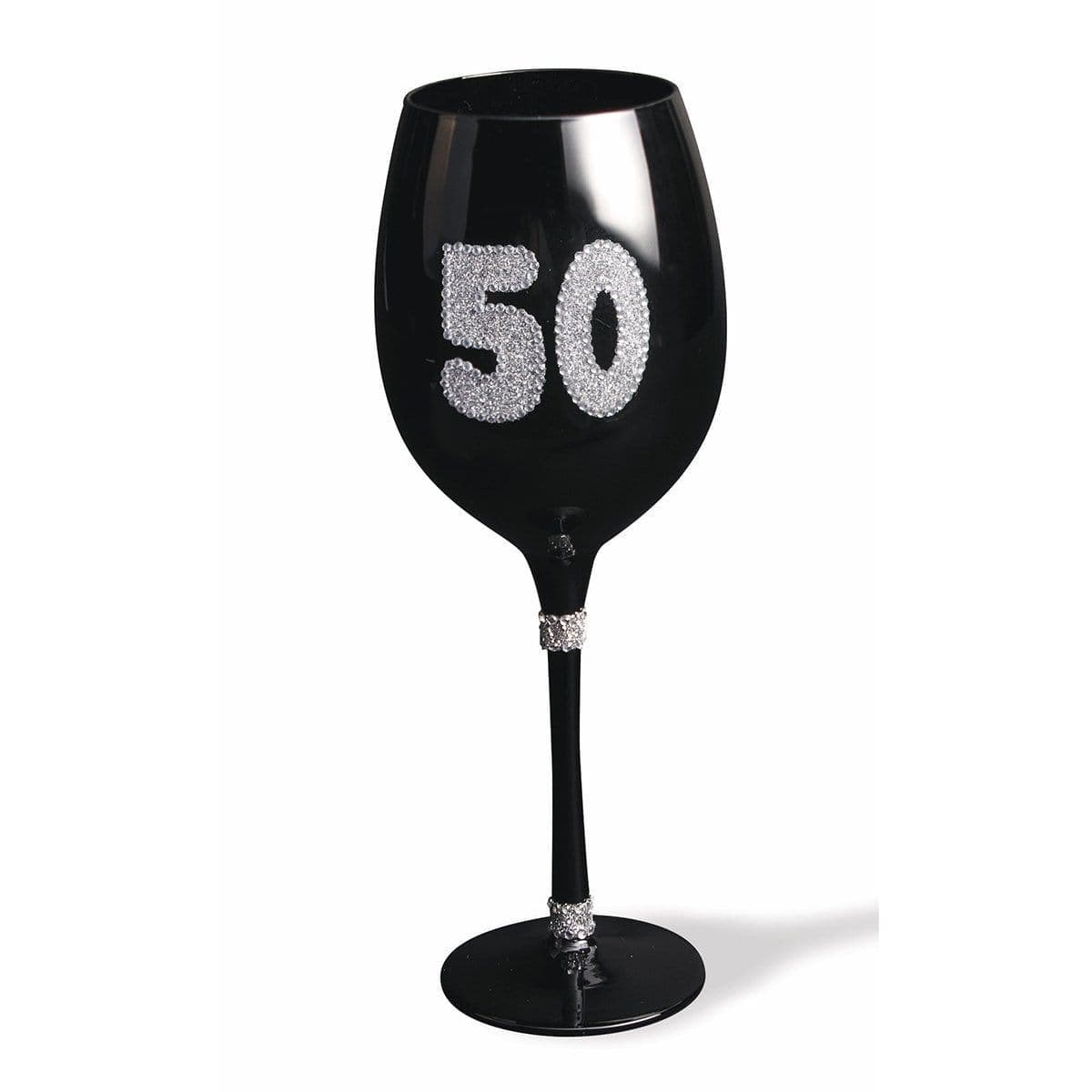Buy Age Specific Birthday 50th Birthday - Black Wine Glass sold at Party Expert
