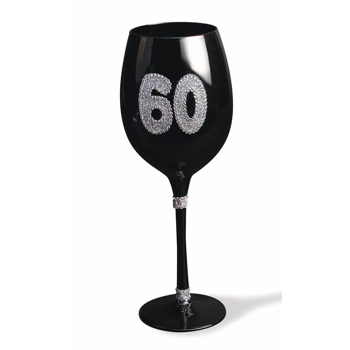 Buy Age Specific Birthday 60th Birthday - Black Wine Glass sold at Party Expert