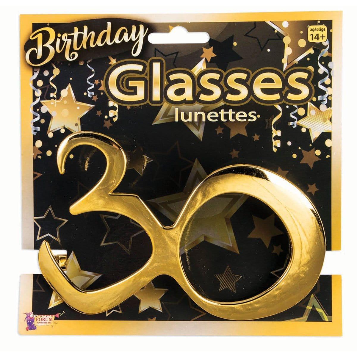 Buy Age Specific Birthday Gold 30th birthday glasses sold at Party Expert