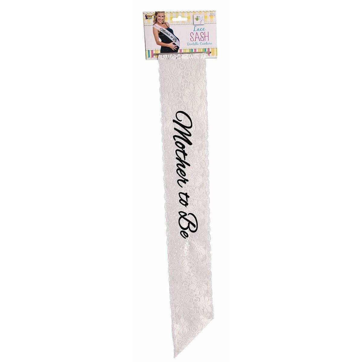 Buy Baby Shower Baby shower Mother to Be white lace sash sold at Party Expert
