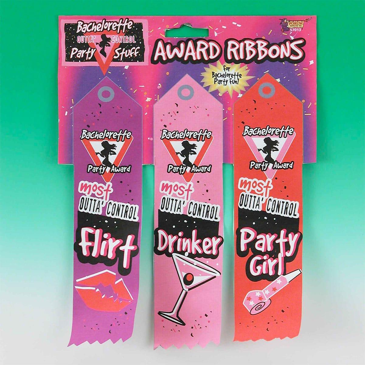 Buy Bachelorette Bachelorette party award ribbons, 3 per package sold at Party Expert