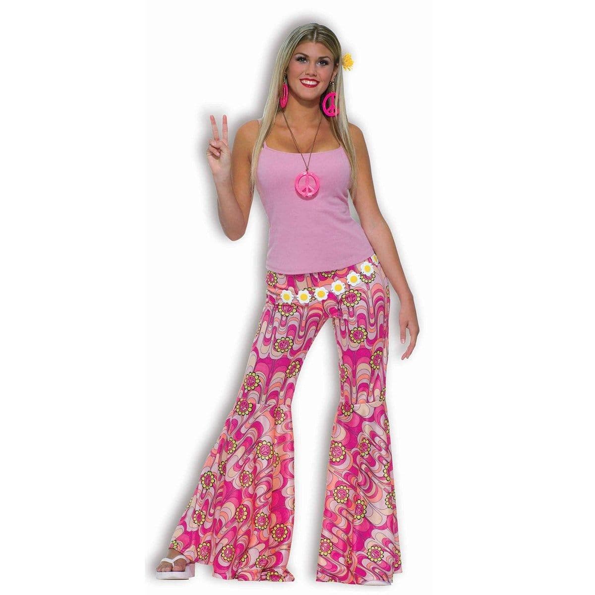 60's Pink Bell Bottom Pants for Women | Party Expert