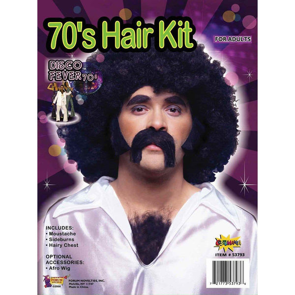 70s Disco Dirtbag Kit Adult Black Wig Moustache 70s Disco Dirtbag Kit Adult Black Wig Moustache