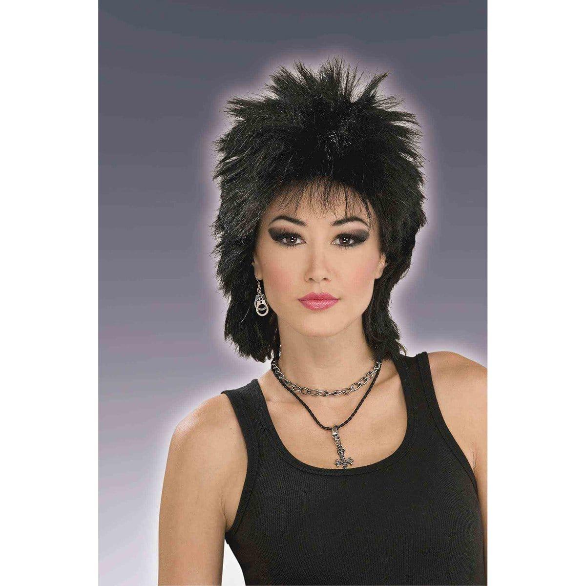 Buy Costume Accessories Black 80's rock idol wig for adults sold at Party Expert