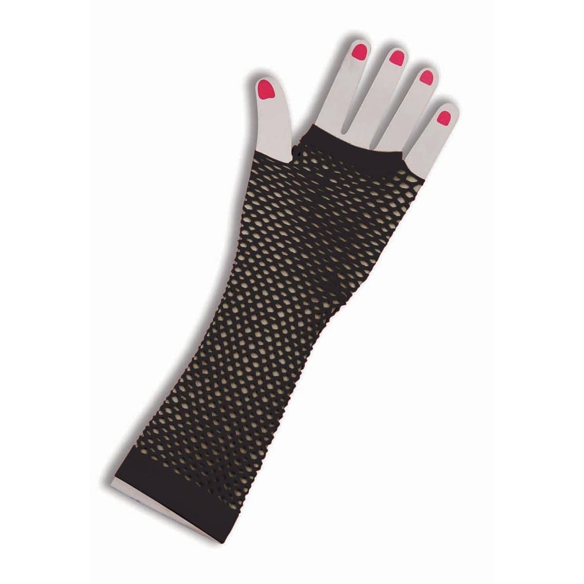 Buy Costume Accessories Black long fingerless fishnet gloves for adults sold at Party Expert