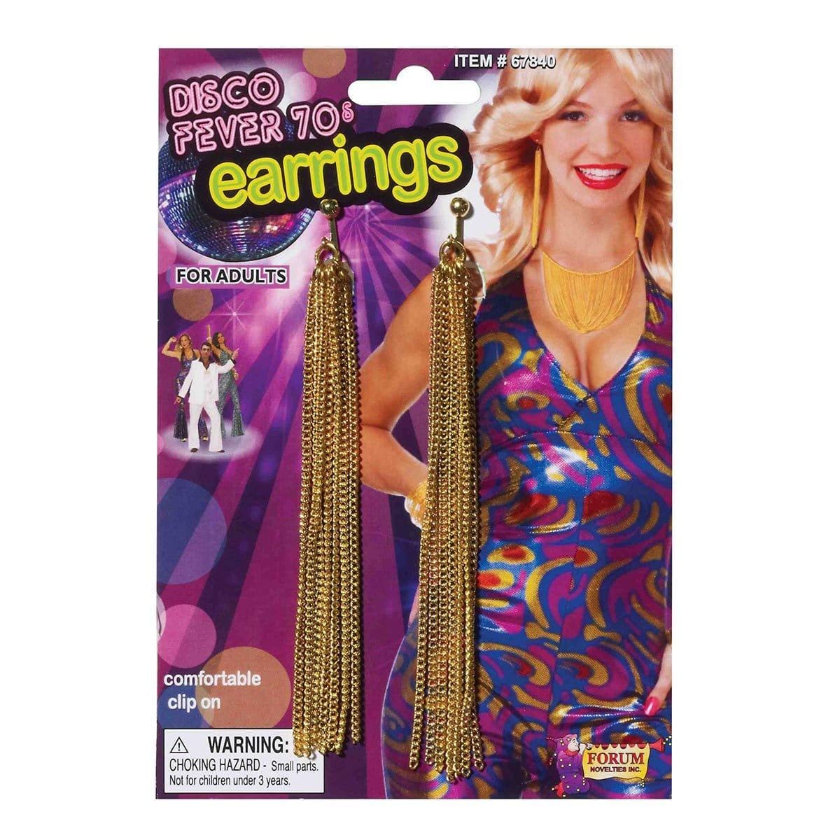 Buy Costume Accessories Gold chains disco earrings sold at Party Expert