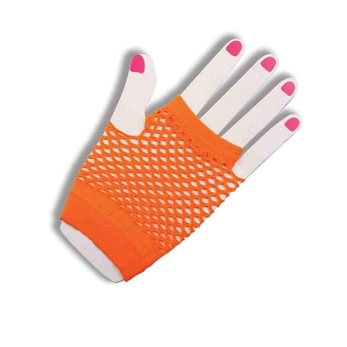 Buy Costume Accessories Orange short fingerless fisnet glove for adults sold at Party Expert