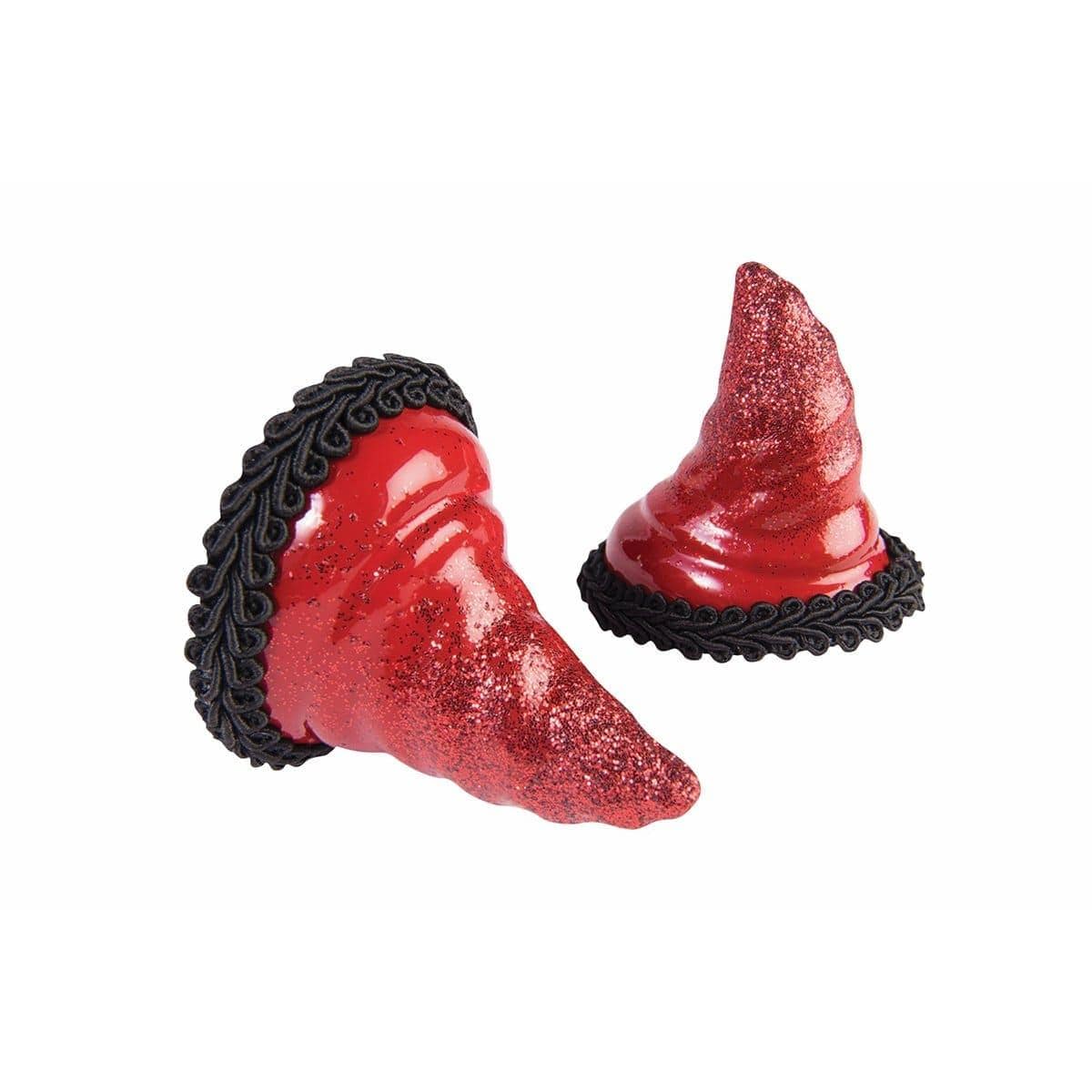 Buy Costume Accessories Red glitter devil horns, 2 per package sold at Party Expert