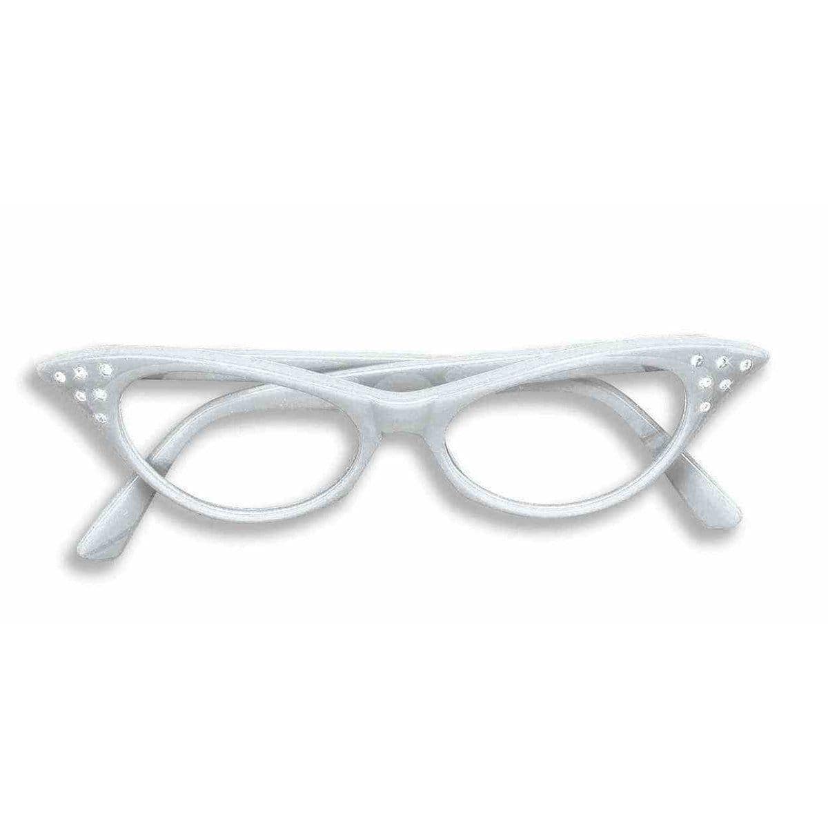 Buy Costume Accessories White 50's rhinestone glasses sold at Party Expert