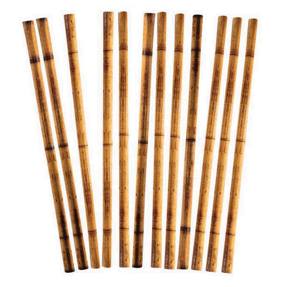 Buy Theme Party Bamboo Printed Paper Straws, 12 per Package sold at Party Expert