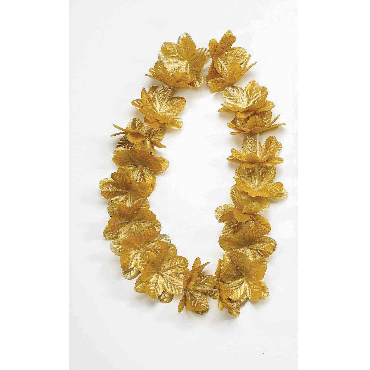 Buy Theme Party Gold Metallic Flower Lei Necklace sold at Party Expert