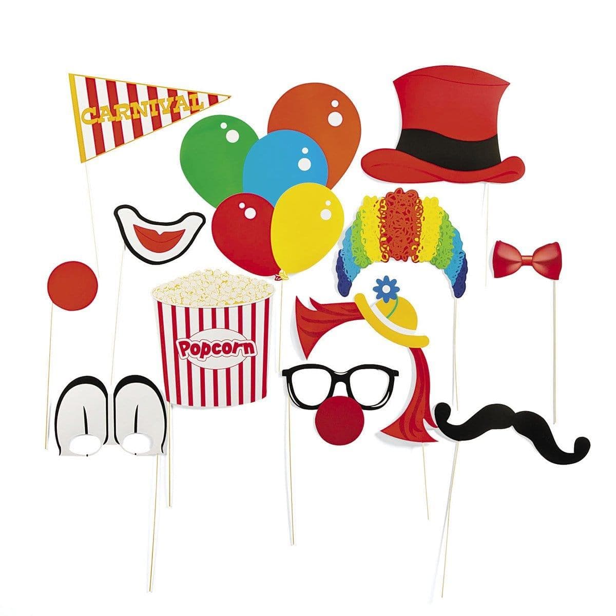 Buy Kids Birthday Carnival photo booth props, 12 per package sold at Party Expert