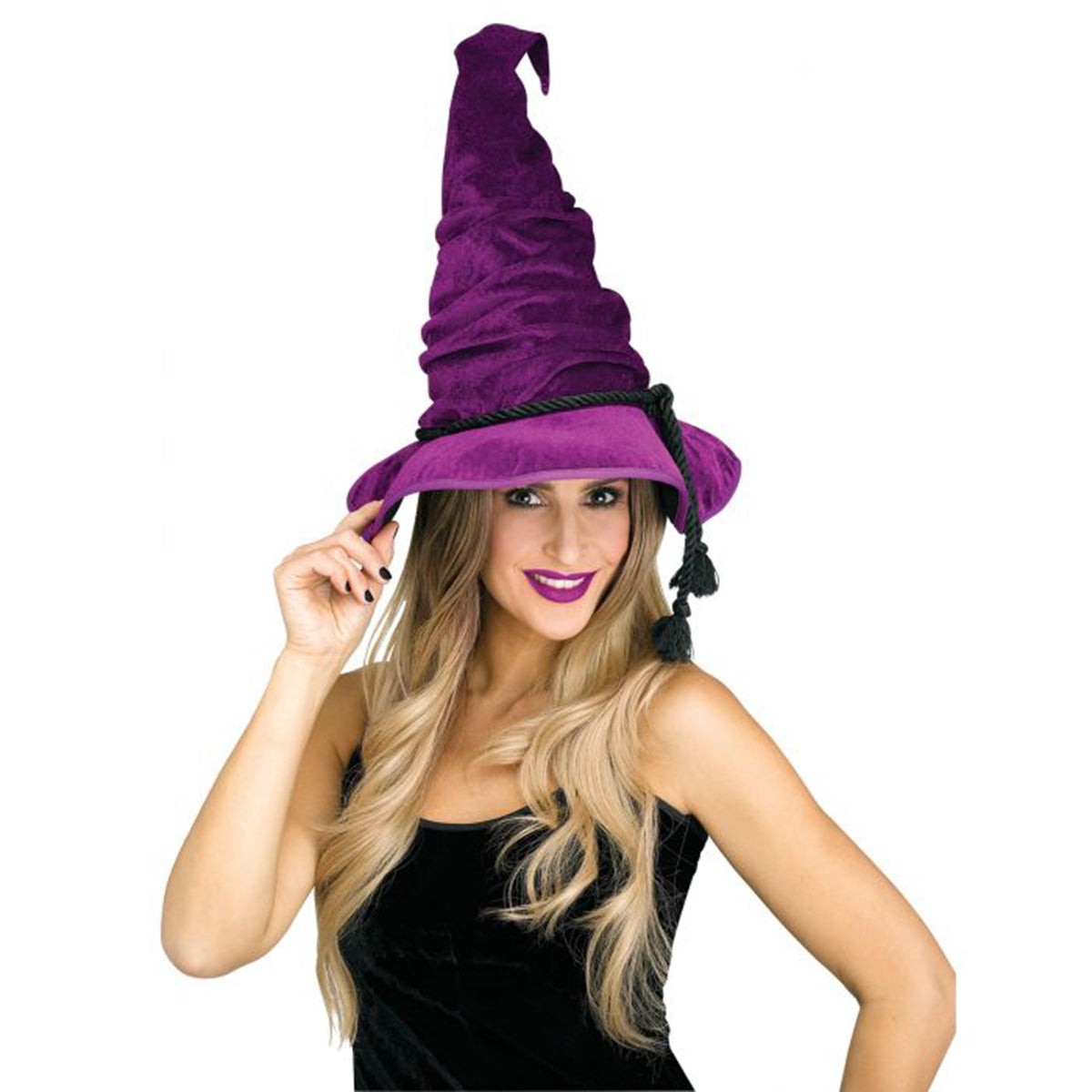 FUN WORLD Costume Accessories Purple Velour Witch Hat for Adults 071765108379