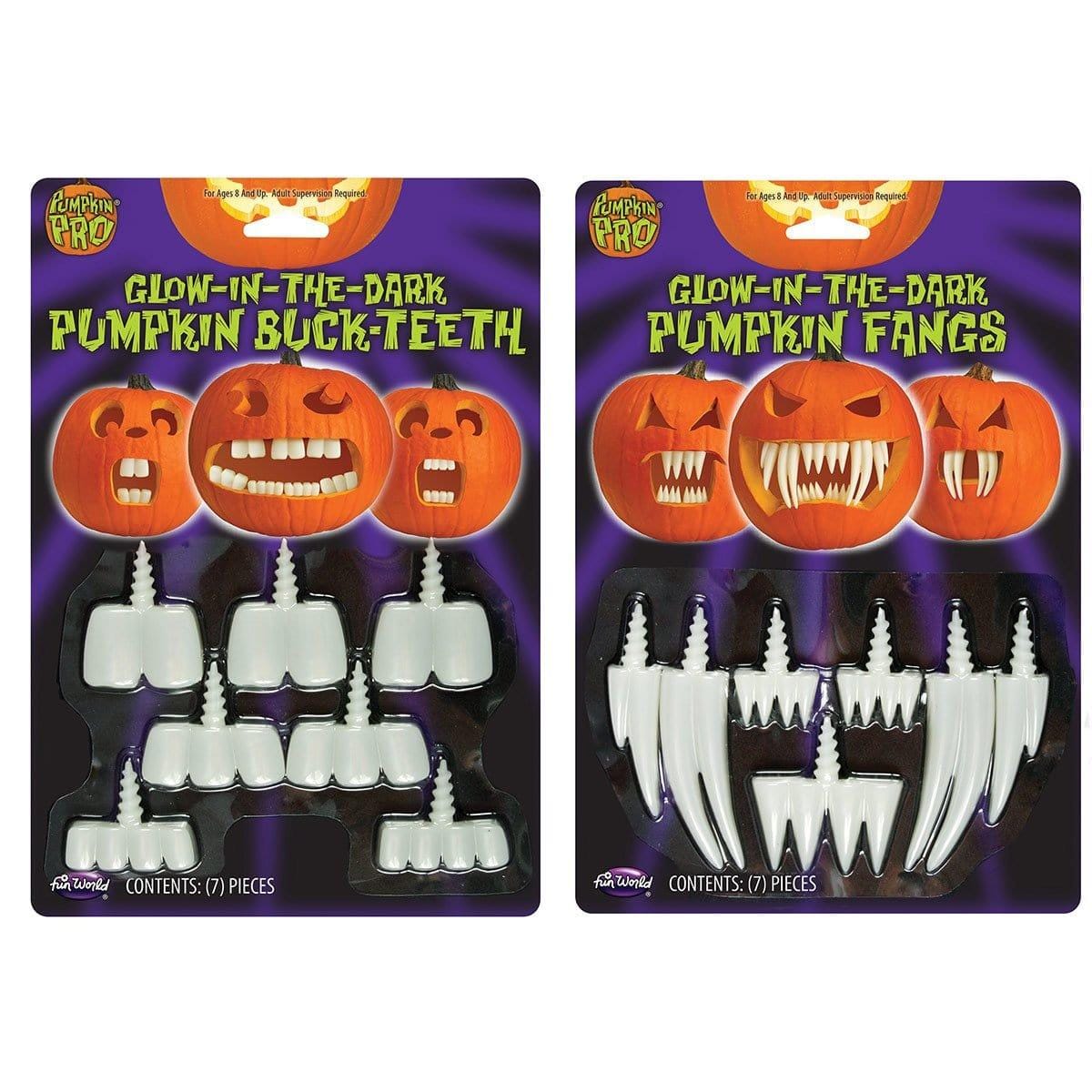 Buy Halloween Glow in the dark pumpkin teeth - Assortment sold at Party Expert