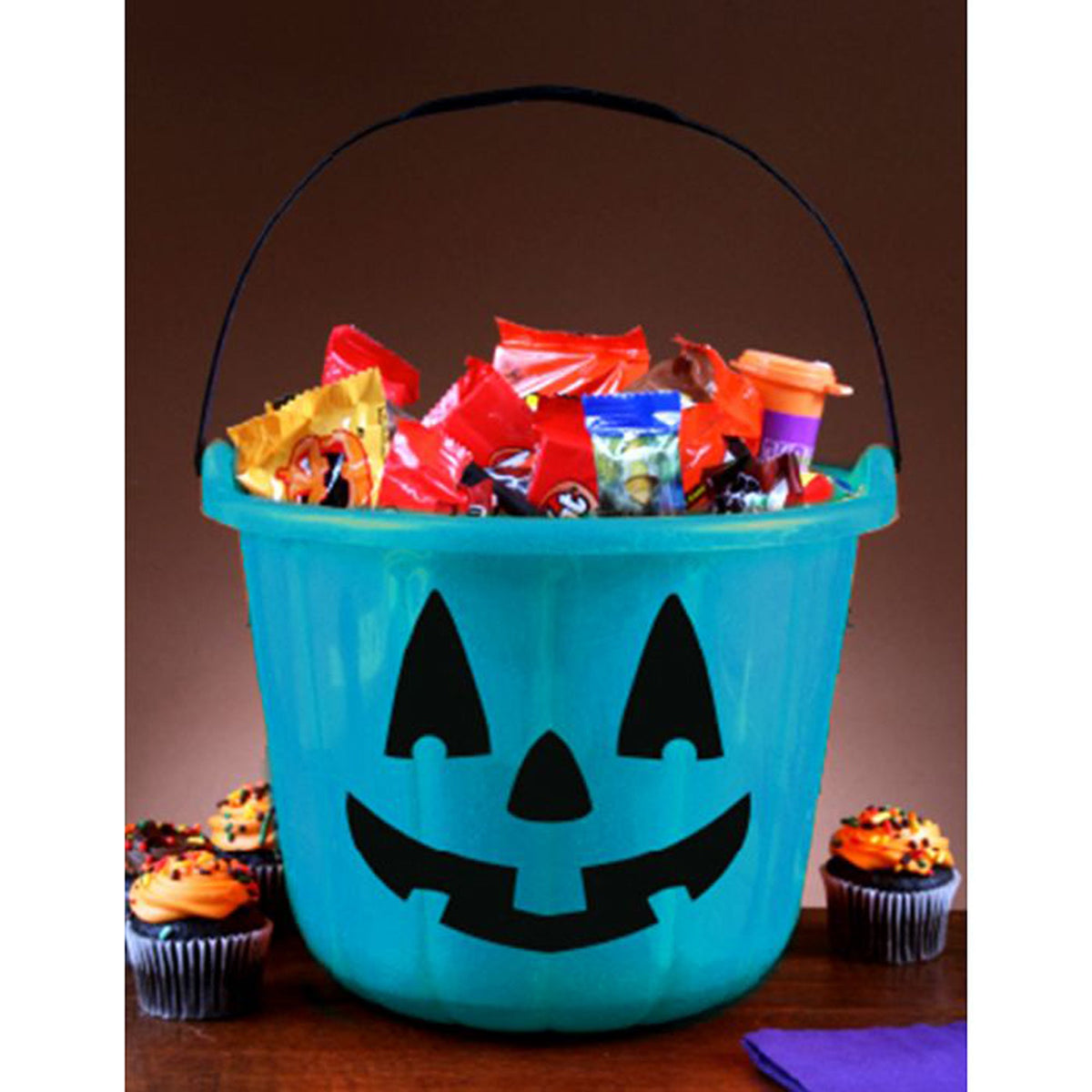 FUN WORLD Halloween Teal Trick Or Treat Pumpkin Bucket 071765093347